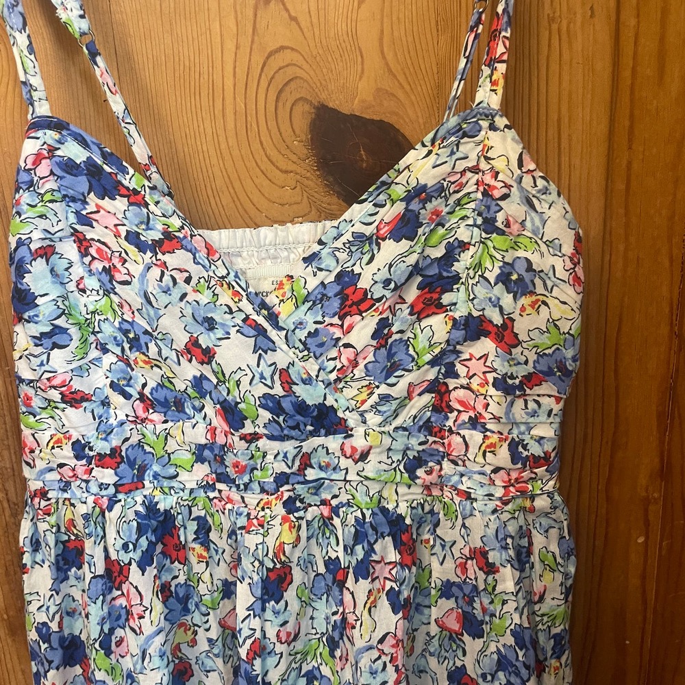 Abercrombie & Fitch Watercolor Floral & Tulle Thin Strap Summer Dress Size Small - Picture 5 of 12